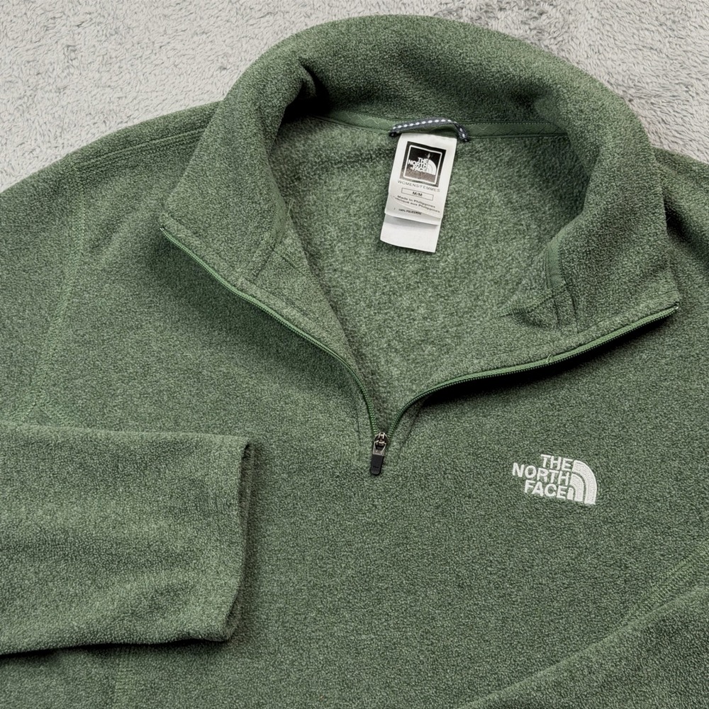 The North Face TKA 100 Fleece Quarter Zip Pullover Sage Green Womens Medium